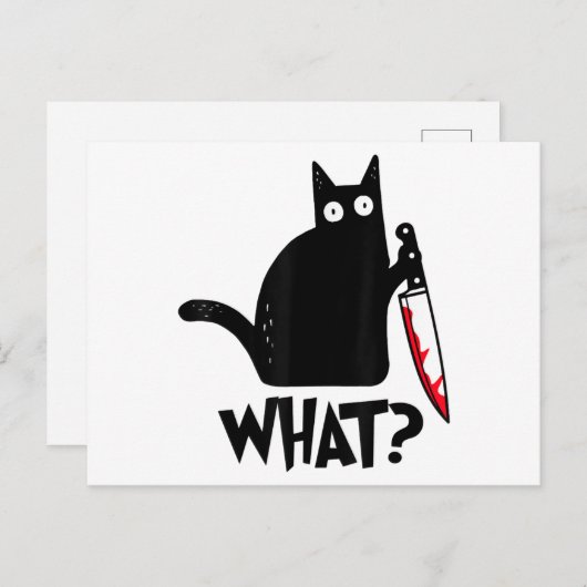 猫何おもしろい黒シャツ殺意のある猫 ポストカード (正面/裏面)