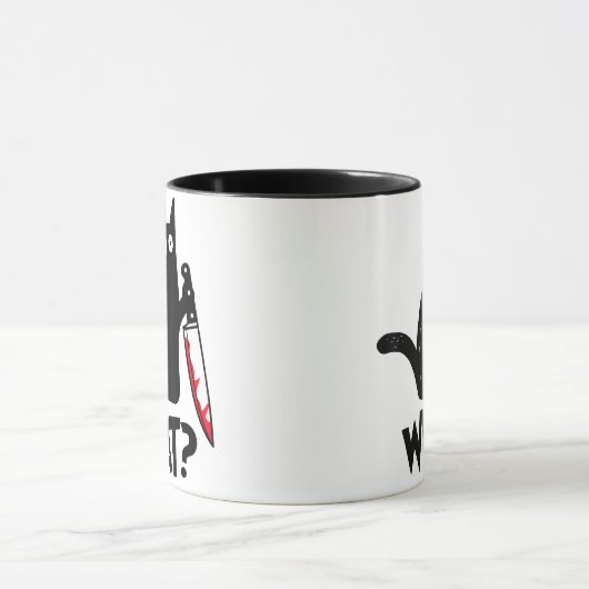 猫何おもしろい黒シャツ殺意のある猫 マグカップ (中央)