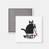 猫何おもしろい黒猫ナイフ殺傷猫 マグネット (正面/裏面)