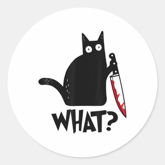 猫何おもしろい黒猫ナイフ殺傷猫 ラウンドシール (正面)