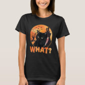 猫何という黒い猫のナイフのハロウィン Tシャツ (正面)