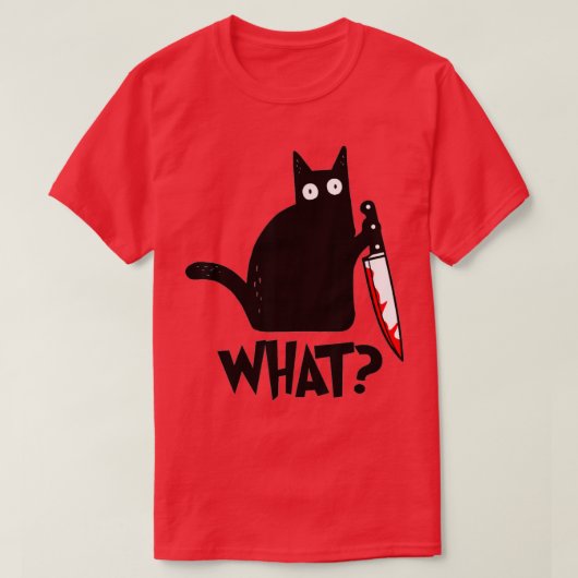 猫何という黒猫ナイフで殺意のある猫 Tシャツ (デザイン正面)