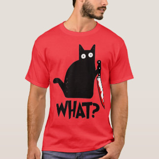 猫何という黒猫ナイフで殺意のある猫 Tシャツ