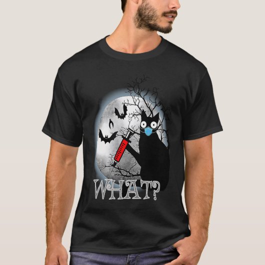 猫何暗殺者殺伐猫 & 注射器 ハロウィン Tシャツ (正面)