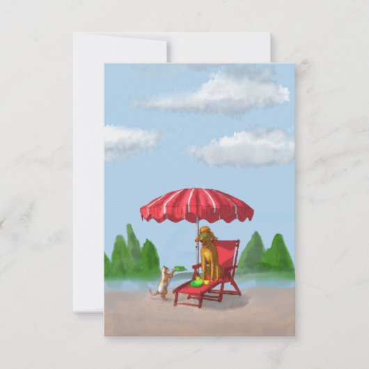 猫使用人とプードルの札 サンキューカード (正面)