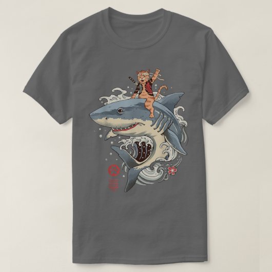 猫侍日本の忍者かわいいタトゥーグラフ Tシャツ (デザイン正面)