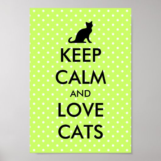 猫保のポスター |緑の水玉模様 ポスター (正面)