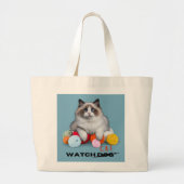 猫保護の糸おもしろい引用文が散らない ラージトートバッグ (正面)