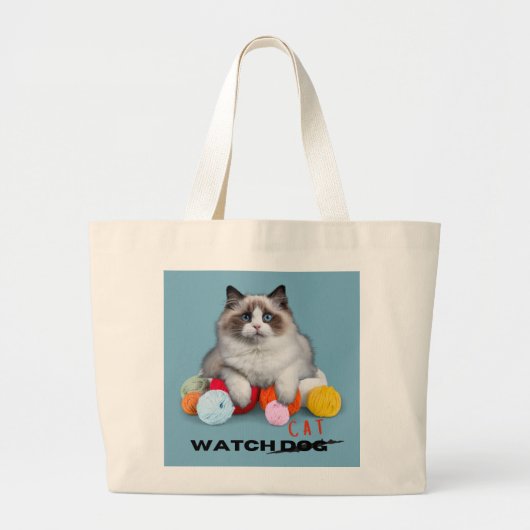 猫保護の糸おもしろい引用文が散らない ラージトートバッグ (正面)