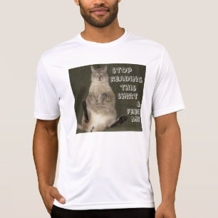 猫停止読書ワイシャツは及び私に人を性能T食べ物を与えます Tシャツ