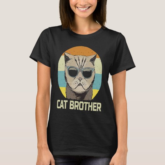 猫兄弟 レトロ グラフィック ボーイズ メンズ Tシャツ (正面)