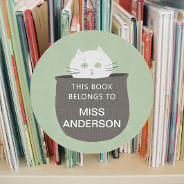 猫入りバスケットブックシール ラウンドシール