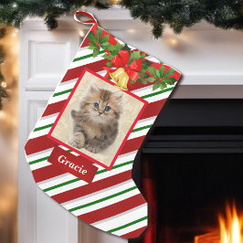 猫写真かわいいクリスマスストッキング名 スモールクリスマスストッキング