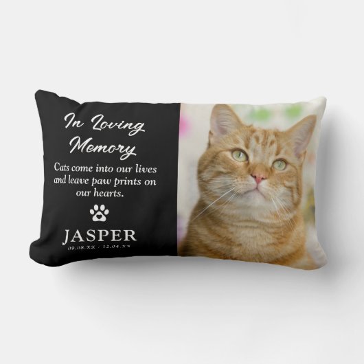 猫写真と悔やみや弔慰引用文ペットロス記念館 ランバークッション (正面)