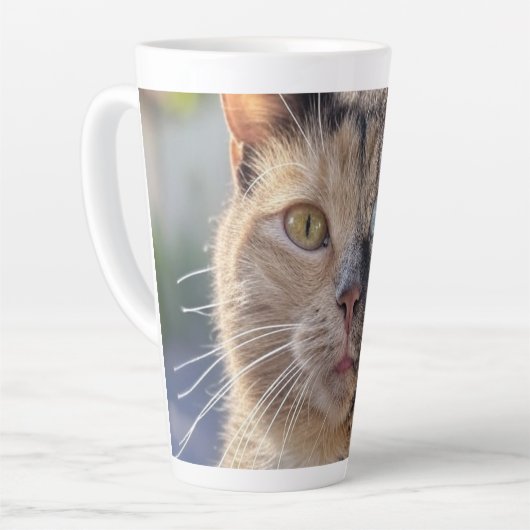 猫写真の追加カスタマイズ カフェラテマグ (左アングル)