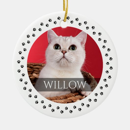 猫写真オーナメントパーソナライズされた- Pet Keepsake セラミックオーナメント (正面)