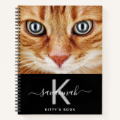 猫写真カスタム白黒モノグラム ノートブック (正面)
