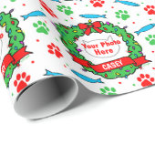 猫写真クリスマスリース模様 ラッピングペーパー (ロールコーナー)