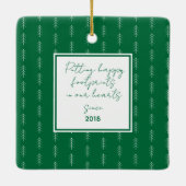 猫写真コラージグリーンクリスマスオーナメント セラミックオーナメント (裏面)