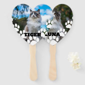 猫写真パーソナライズされたハンドファン(名前) ハンドファン (正面&裏面)