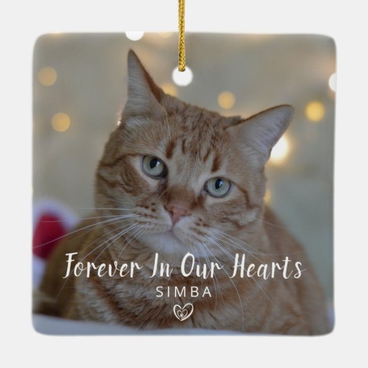 猫写真パーソナライズされたペット記念クリスマス セラミックオーナメント (裏面)