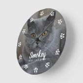 猫写真パーソナライズされた ラウンド壁時計 (傾斜)