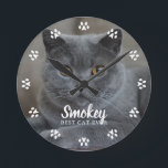 猫写真パーソナライズされた ラウンド壁時計<br><div class="desc">猫離れは手でハートをプリント。世界お気に入りのの猫ママ/パパにパーソナライズされた最適な美しい時計で猫の写真を表示しよう。</div>