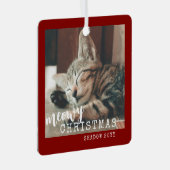猫写真マイオウィクリスマスレッド素朴 メタルオーナメント (正面右)