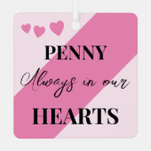 猫写真悔やみや弔慰記念ピンク メタルオーナメント (裏面)