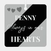 猫写真悔やみや弔慰記念ペットメモリアルブラック メタルオーナメント (裏面)