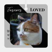 猫写真悔やみや弔慰記念ペットメモリアルブラック メタルオーナメント (正面)