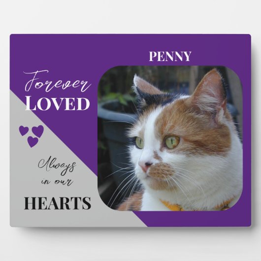 猫写真悔やみや弔慰記念PETパープル フォトプラーク (正面)