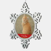 猫写真赤名シンプル可愛 スノーフレークピューターオーナメント (右)