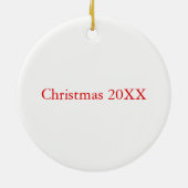 猫写真赤名可愛いシンプルクリスマス セラミックオーナメント (裏面)