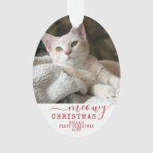 猫初めてのクリスマスパーソナライズされたの写真名 オーナメント (正面)