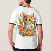 猫創造：ボホフラワークリップアート Tシャツ (裏面フル)