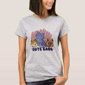 猫動物家族かわいい Tシャツ (正面)