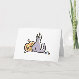 猫及びハロウィーンのカボチャのちょうちんの挨拶状{ハロウィン} カード