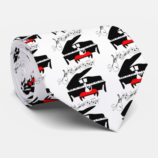 猫及びピアノ ネクタイ (ロール)