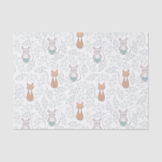 猫及びマウスパターン 薄葉紙 (正面)