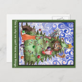 猫及び彼らの人間及びクリスマスツリー シーズンポストカード (正面/裏面)