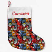 猫及び犬のスクーターパターン|はあなたの名前を加えます スモールクリスマスストッキング (正面)