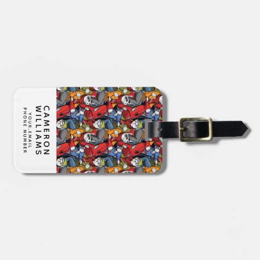 猫及び犬のスクーターパターン|はあなたの名前を加えます ラゲッジタグ (正面横)