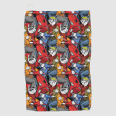 猫及び犬のスクーターパターン ゴルフタオル (正面)