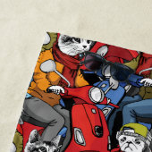 猫及び犬のスクーターパターン ビーチタオル (インサイチュ)