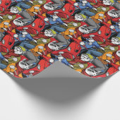 猫及び犬のスクーターパターン ラッピングペーパー (角)
