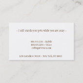 猫及び犬ペット付き添いの名刺 名刺 (裏面)