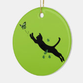 猫及び蝶バージョン2 セラミックオーナメント (左)