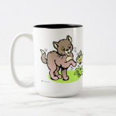 猫及び蝶子供のマグ ツートーンマグカップ (左)