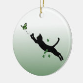 猫及び蝶 セラミックオーナメント (左)